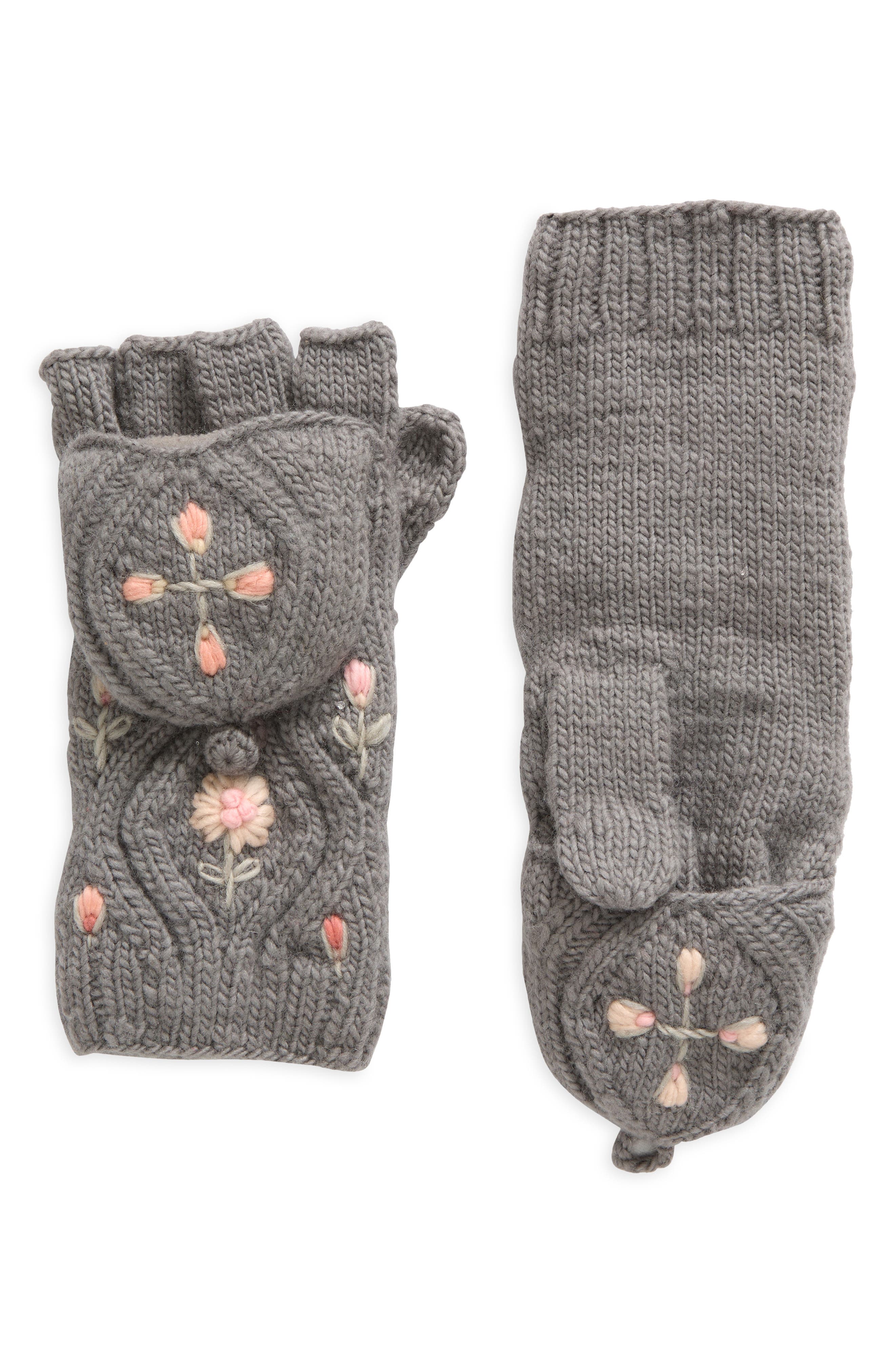 FRENCH KNOT Tilly Hand Knit Convertible Mitten in Grey 
