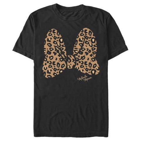 Men's Mickey & Friends Mickey & Minnie Mouse Cheetah Print Bow Signature  Graphic T-Shirt