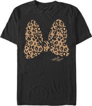 Mickey & Friends Men's Mickey & Friends Mickey & Minnie Mouse Cheetah Print Bow Signature Graphic T-Shirt