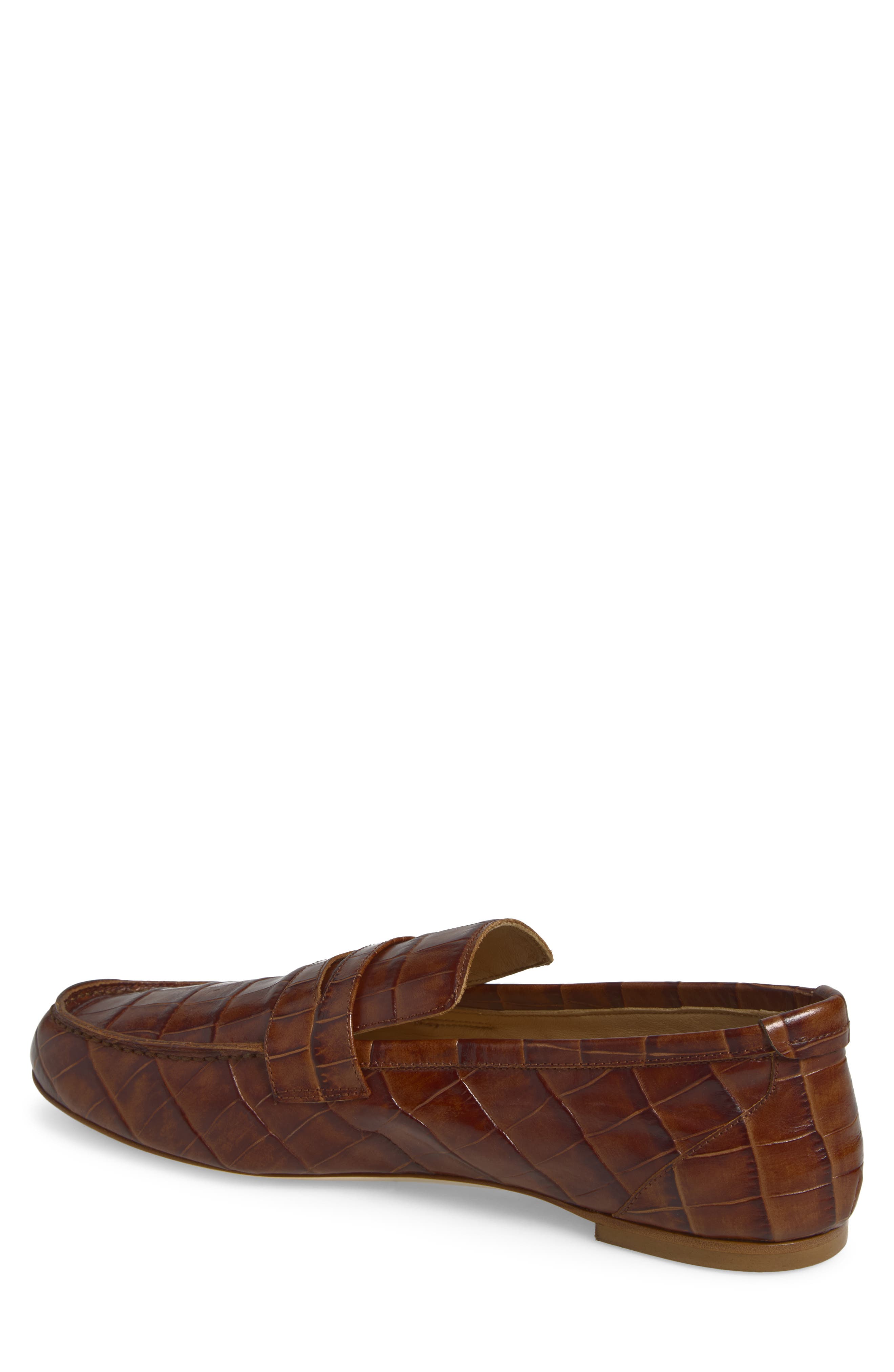 The Croc Embossed Penny Loafer, Alternate, color, BROWN CROC