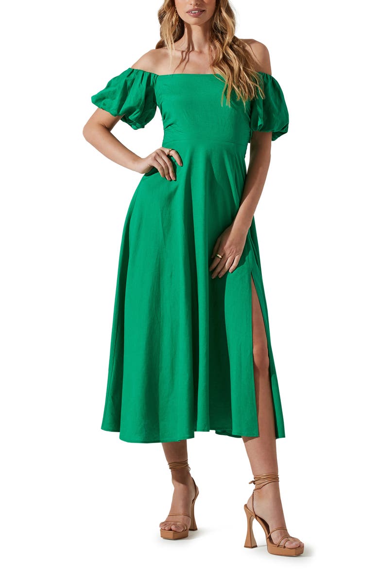 astr the label off the shoulder a-line dress Gwyneria Off Shoulder Midi Dress