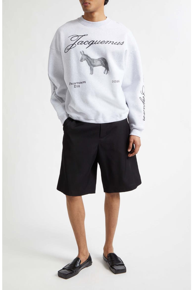 Le Sweatshirt Âne Embroidered Fleece Sweatshirt, Alternate, color, DONKEY JACQUARD GREY