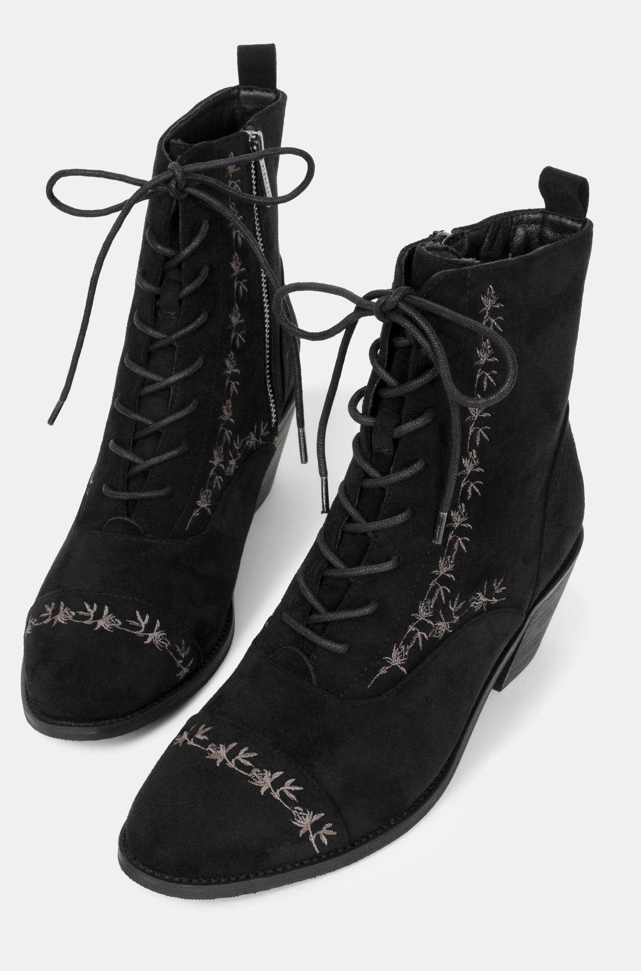 Lilith Suedette Embroidered Boots, Alternate, color, Black