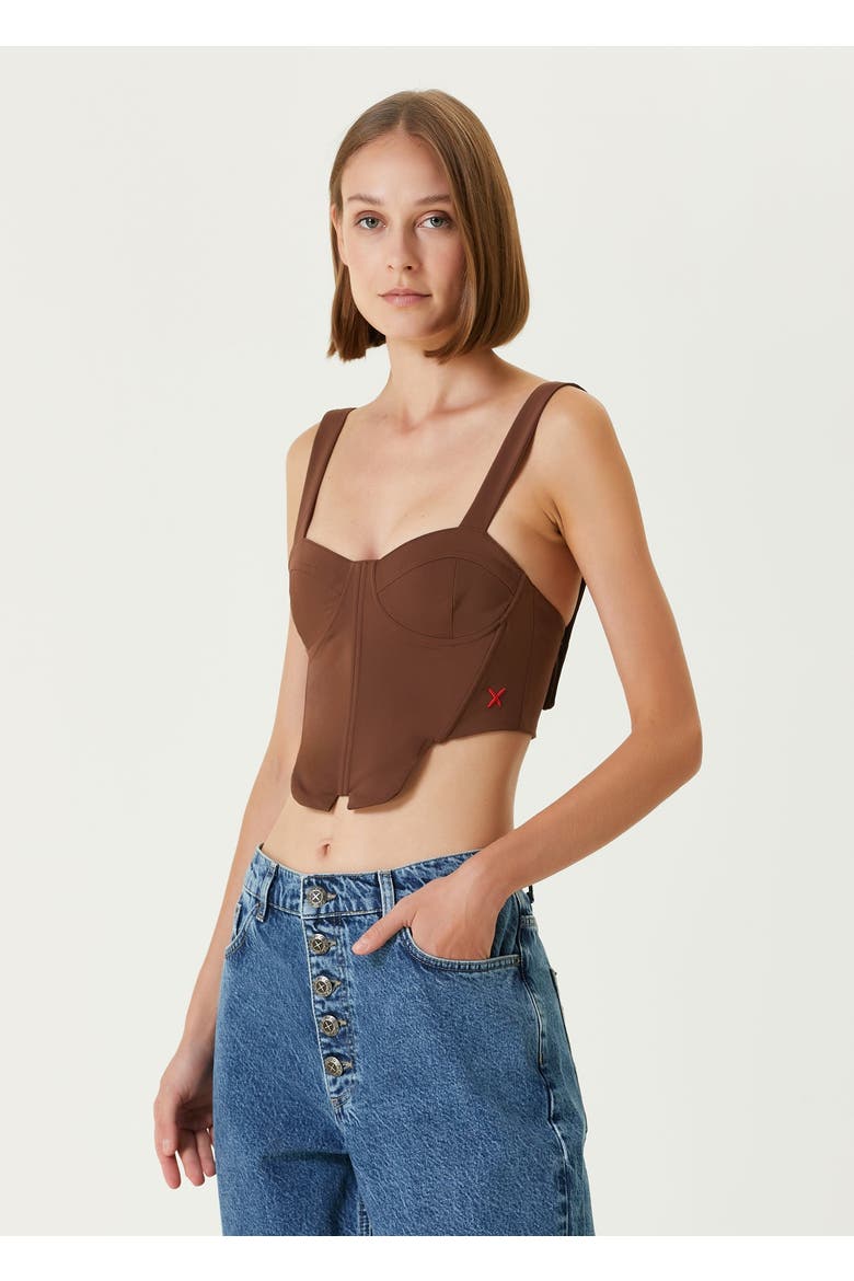Cotton Woven Corset Top, Alternate, color, Anthracite
