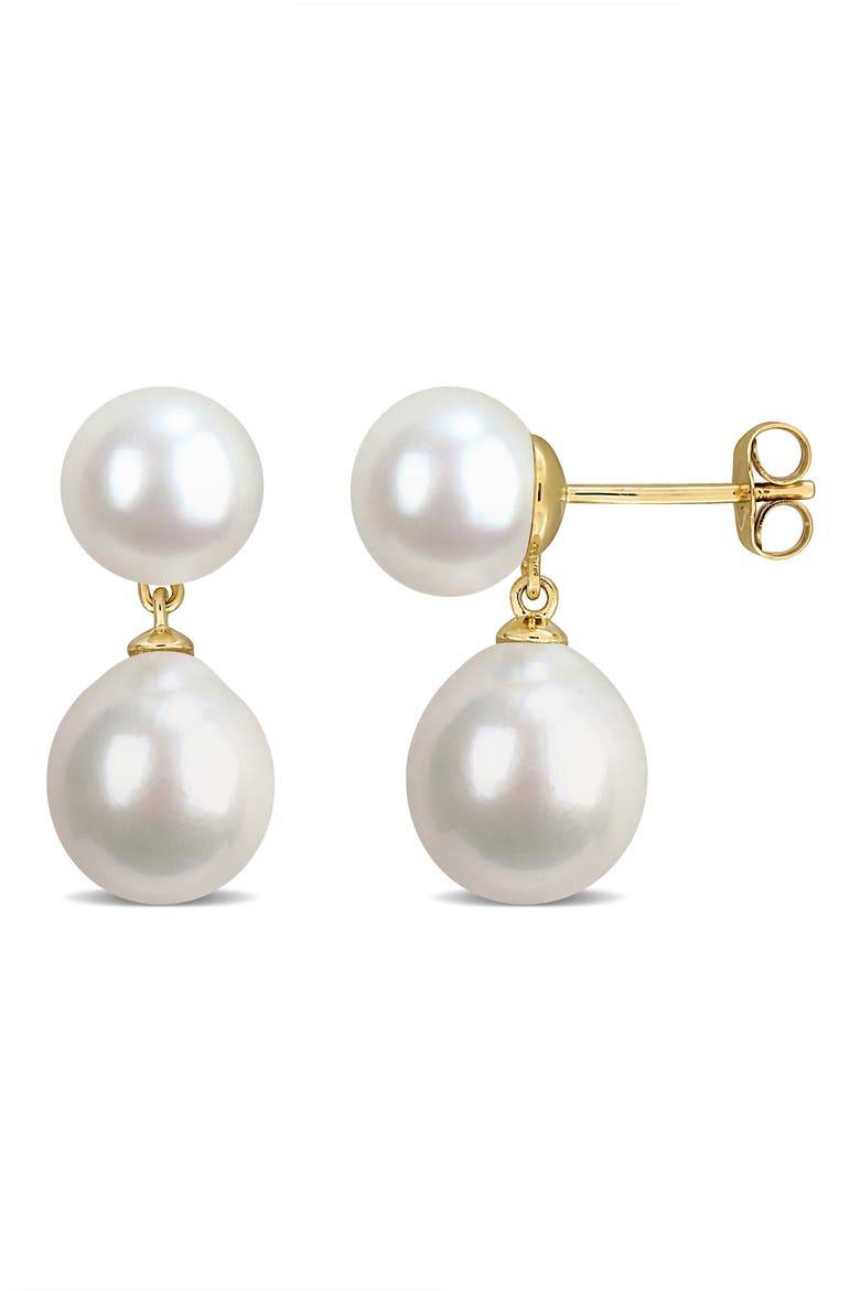10k Gold Cultured Pearl Drop Earrings, Main, color, WHITE