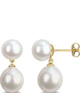 DELMAR 10k Gold Cultured Pearl Drop Earrings
