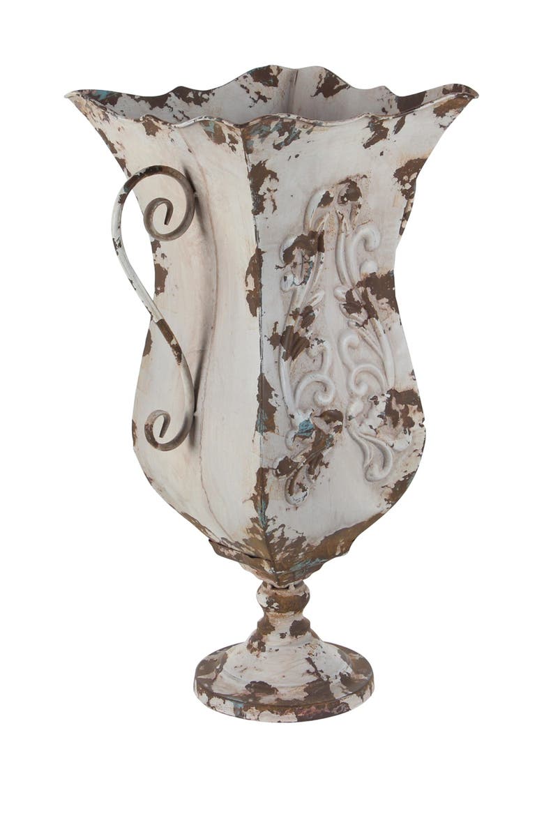UMA Beige Metal Distressed Vase, Alternate, color, 
