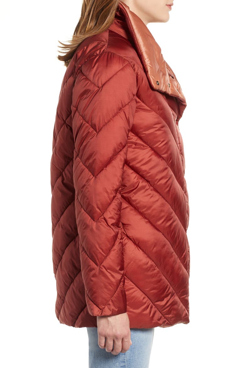 Contrast Lining Puffer Coat, Alternate, color, TERRACOTTA