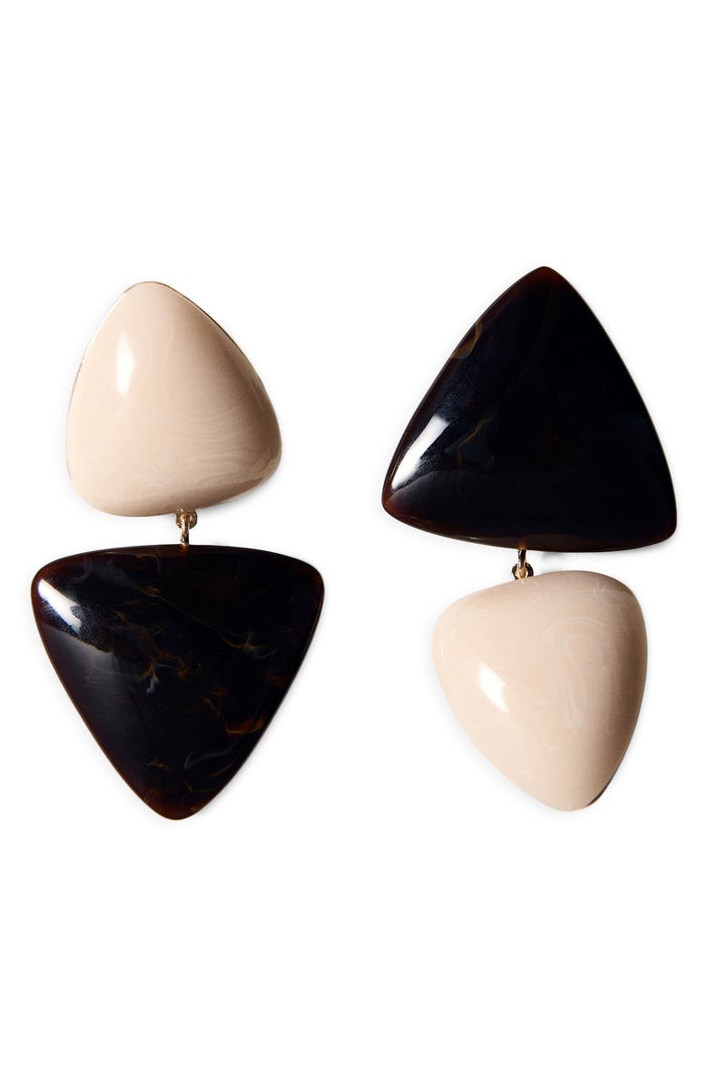 MANGO Two Tone Drop Earrings, Alternate, color, Black/ White