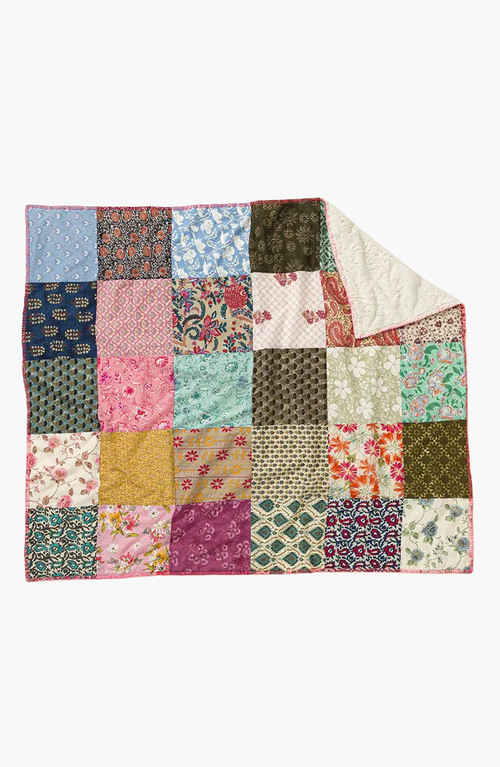 UNCOMMON GOODS UNCOMMON GOODS REPURPOSED SARI PLUSH BACKED BLANKET
