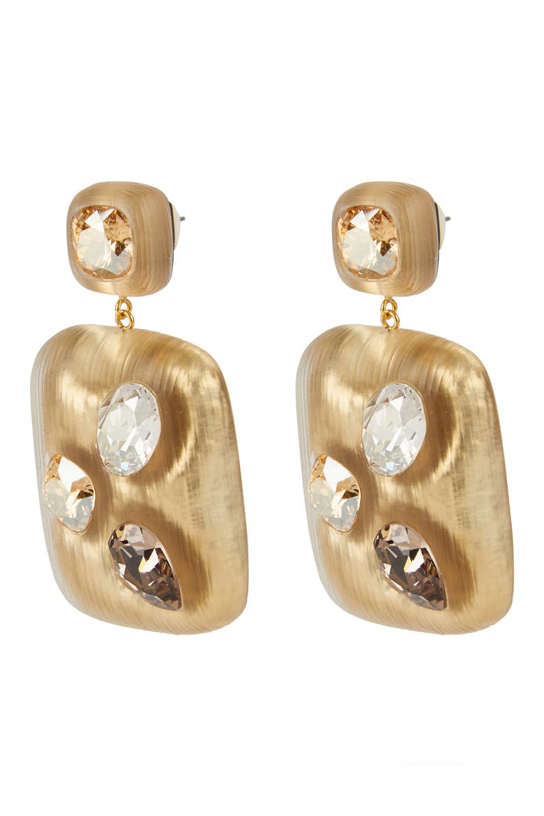 Future Antiquity Crystal Studded Lucite® Drop Earrings, Alternate, color, TAUPE