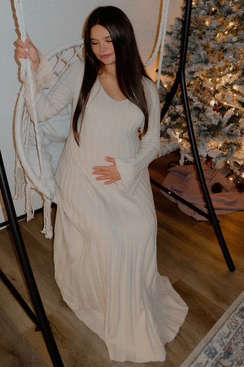 Ribbed Knit Maxi Dress, Alternate, color, Taupe
