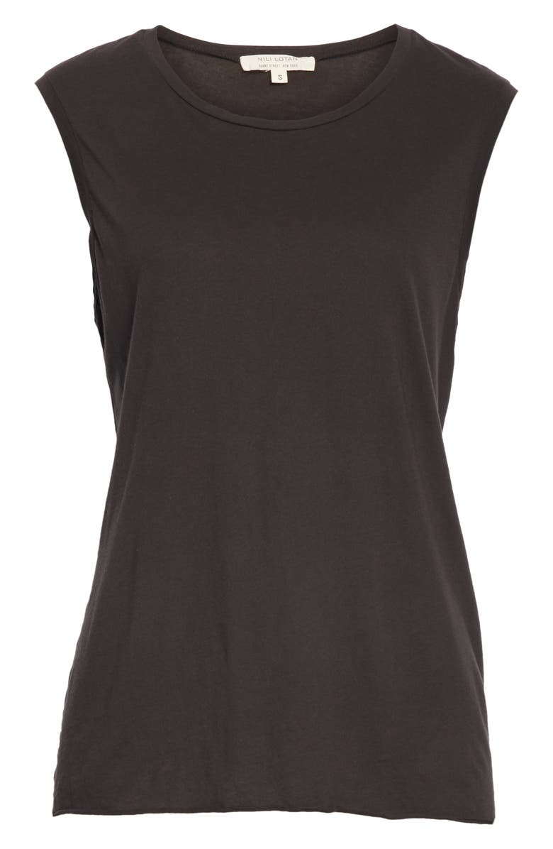 Nili Lotan Cotton Muscle Tee, Alternate, color, Washed Black