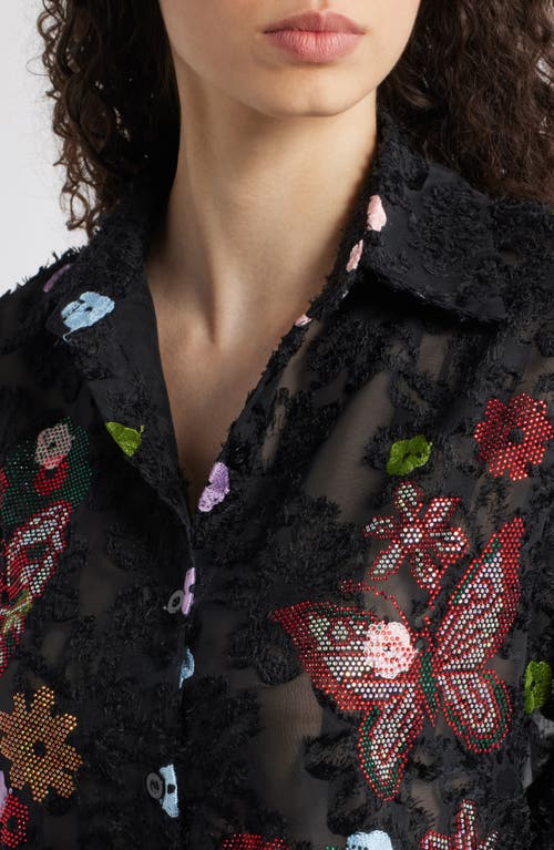 Nikki Lund Emma Embellished Semisheer Button-up Shirt