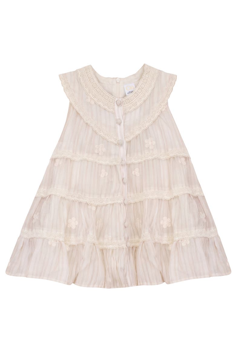 Woven Dress with Lace trimmed, Main, color, Cream/Brick