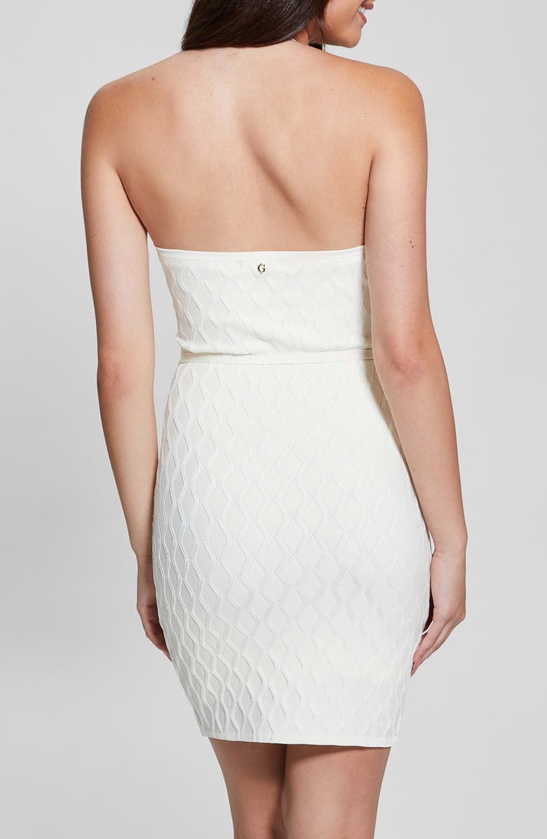 GUESS Lucia Jacquard Halter Dress, Alternate, color, Dove White
