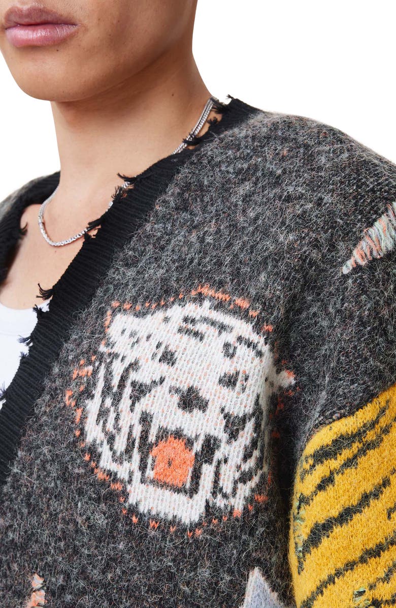 AllSaints Akki Distressed Oversize Cardigan, Alternate, color,