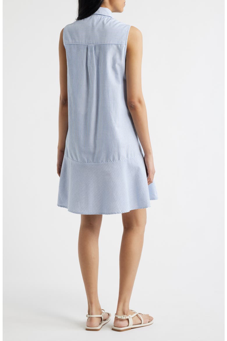 Marina Stripe Sleeveless Cotton Shirtdress, Alternate, color, BAY BLUE