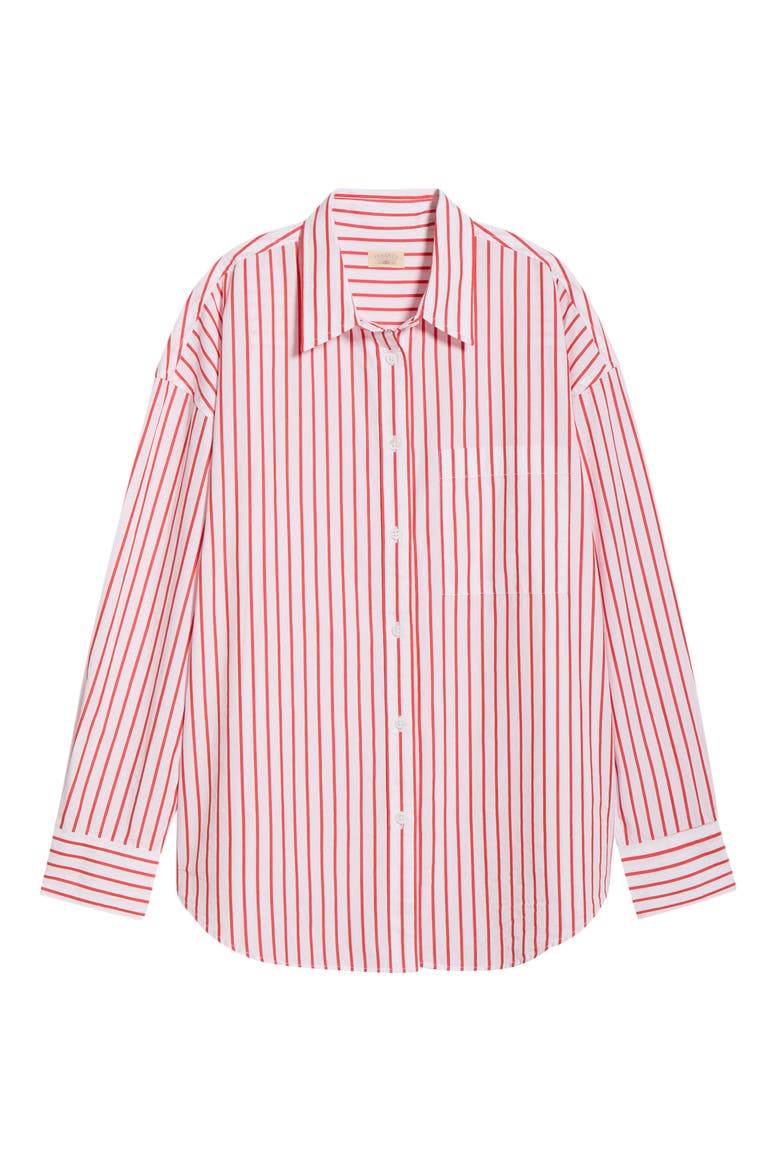 Coastal Stripe Relaxed Organic Cotton Button-Up Shirt, Alternate, color, SUMMER SAIL STRIPE