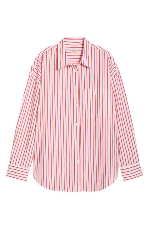 Coastal Stripe Relaxed Organic Cotton Button-Up Shirt