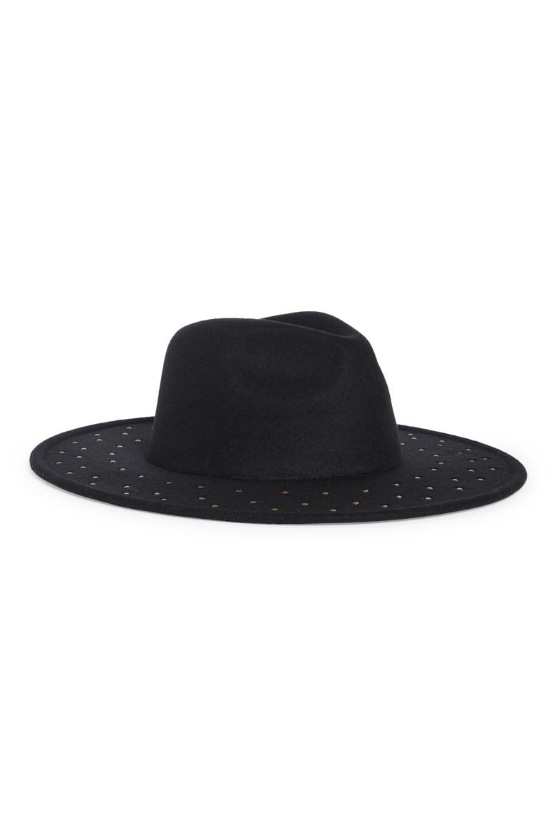 Studded Panama Hat, Main, color, BLACK