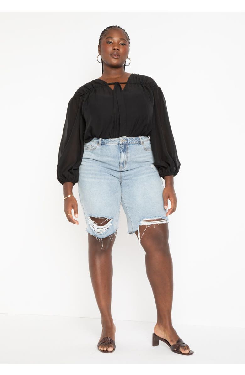 ELOQUII City Shorts, Alternate, color, Light Wash