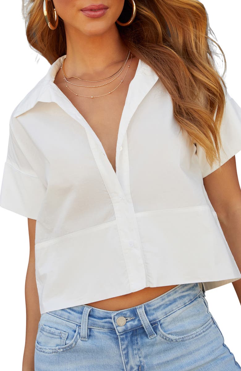 VICI Collection Brynn Crop Button-Up Shirt, Alternate, color,