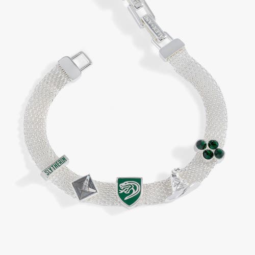 Alex And Ani Harry Potter Slytherin Mesh Charm Bracelet In Silver