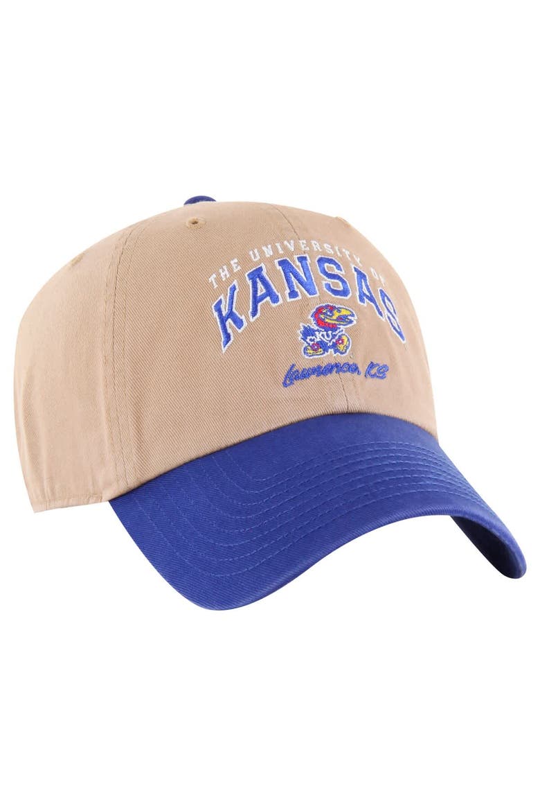Men's '47 Khaki Kansas Jayhawks Local Clean Up Adjustable Hat, Alternate, color, Khaki