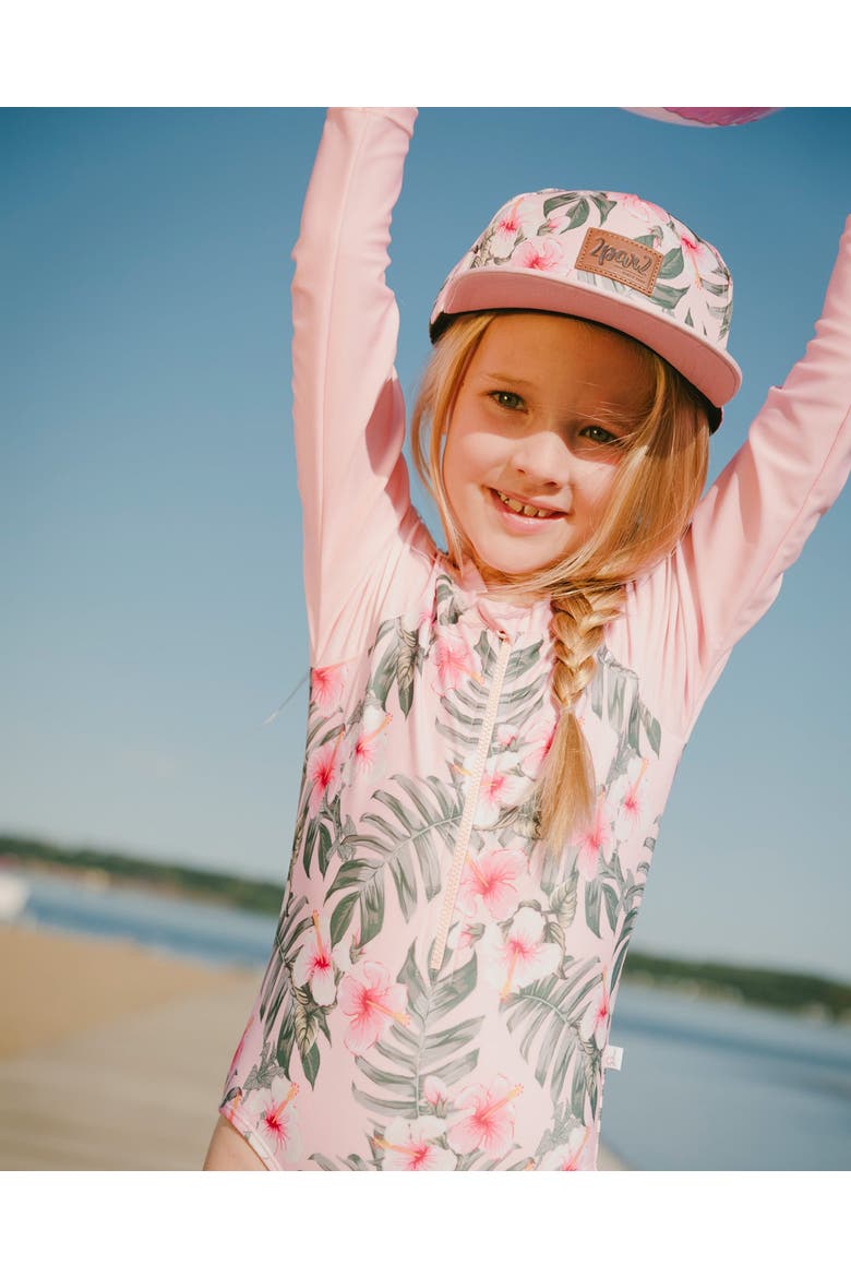 Flat Brim Hibiscus Cap, Alternate, color, Pink Hibiscus Print