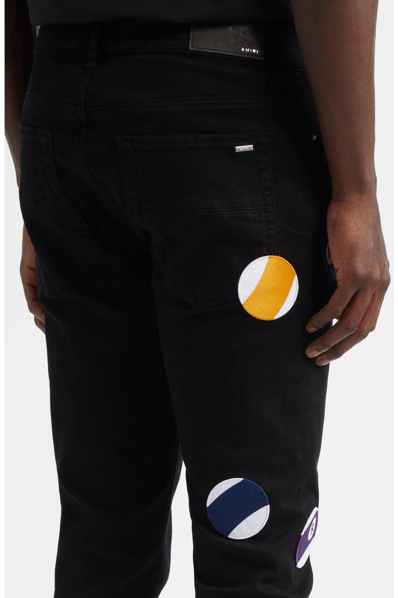 Pool Ball Patch Skinny Jeans, Alternate, color, BLACK