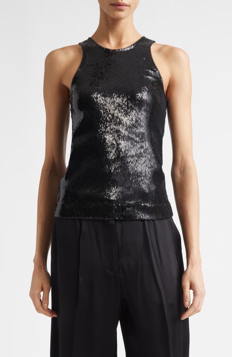 Curved Sequin Tank