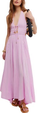 Free People Angel Plunge Halter Neck Maxi Dress