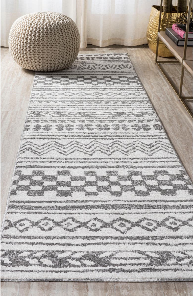 JONATHAN Y Imlil  Geometric Stripe Area Rug, Alternate, color, Light Gray/Cream