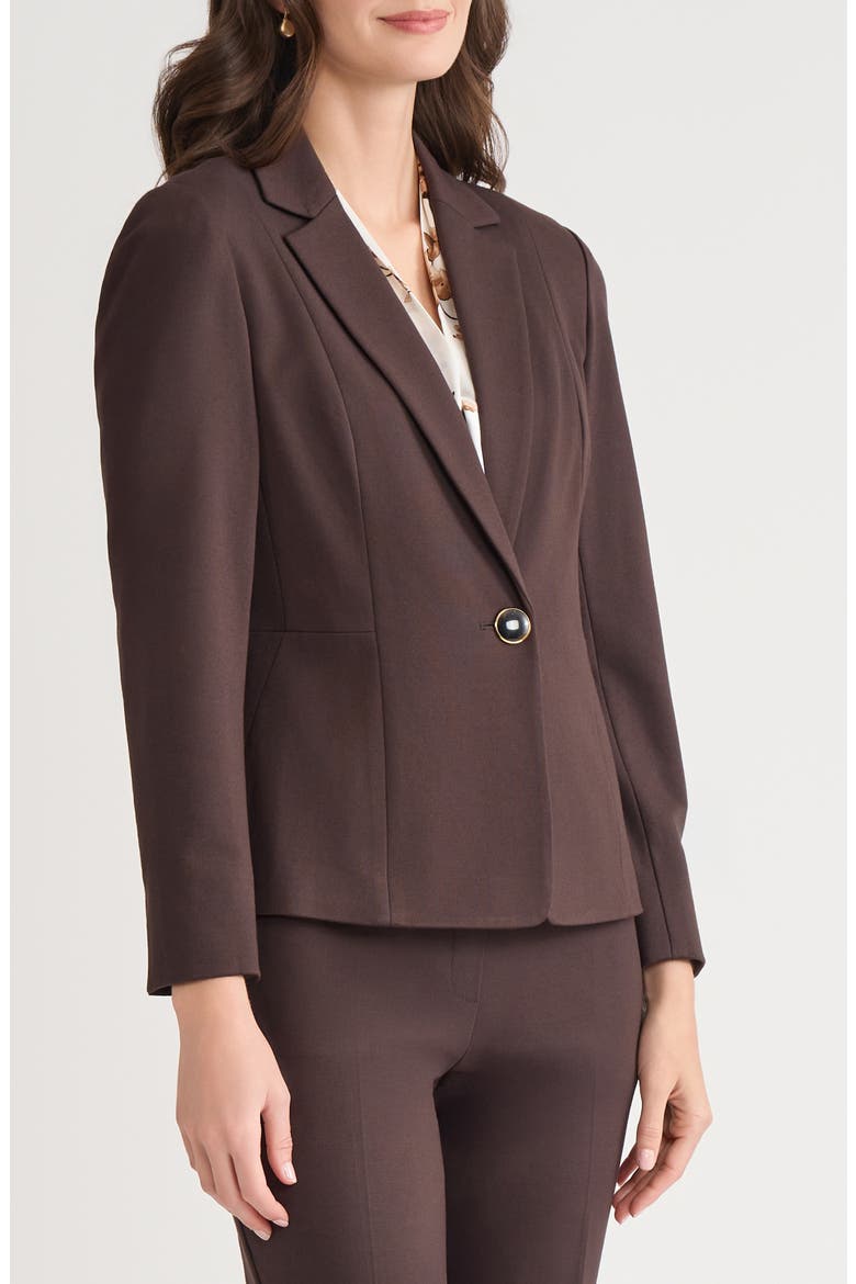 One-Button Seamed Waist Blazer, Alternate, color, RICH CHOCOLATE