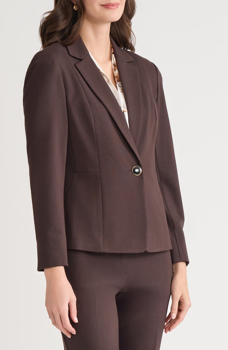 KASPER One-Button Seamed Waist Blazer, Alternate, color, Rich Chocolate