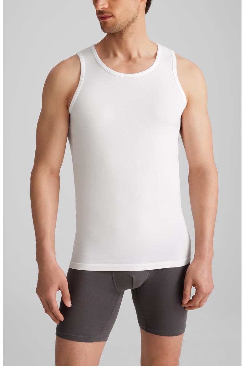Men's Cool Stretch Cotton 3-Pack Rib Tanks, Main, color, WHITE