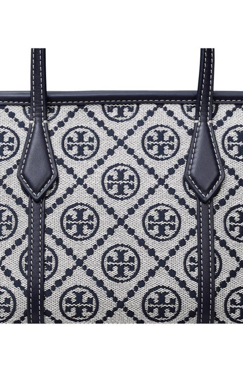 Tory Burch Mini Perry T Monogram Jacquard Tote In Blue