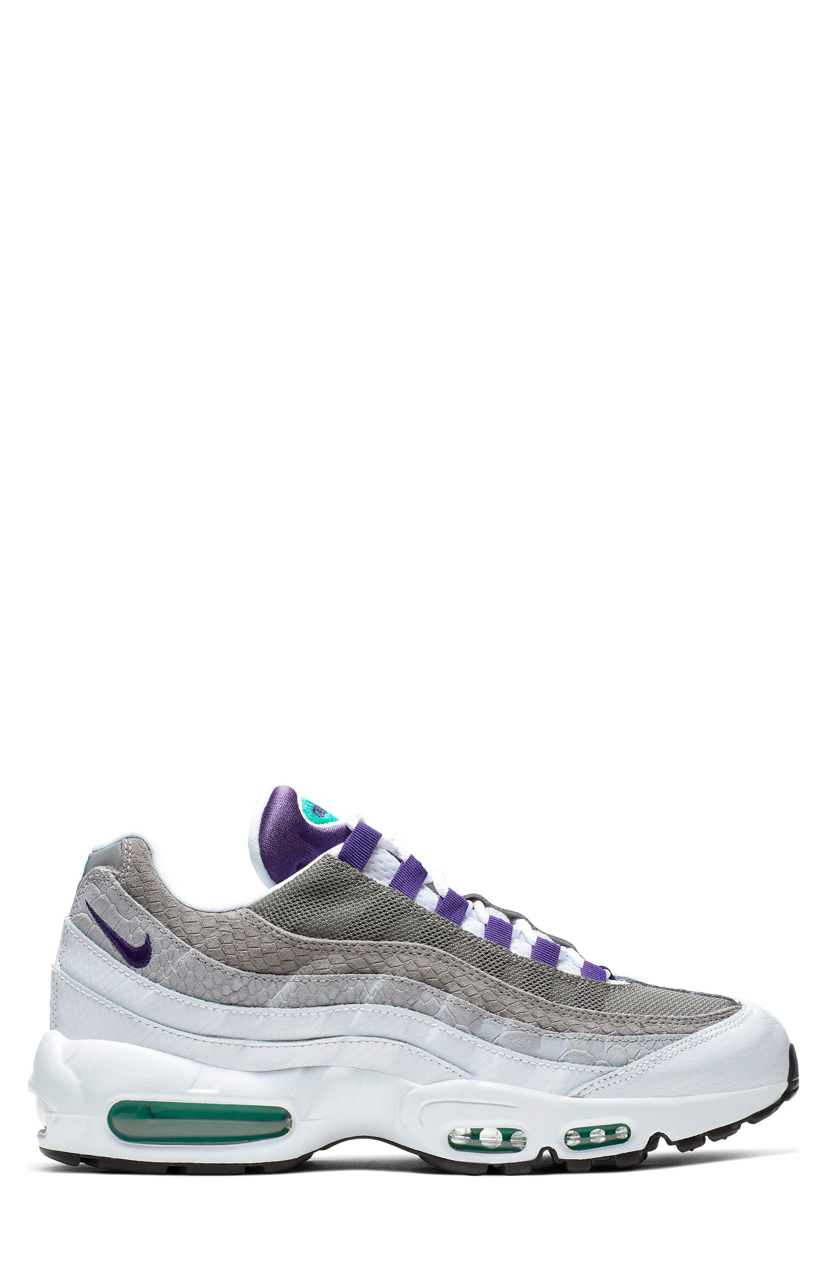 Air Max 95 LV8 Sneaker, Alternate, color, WHITE/ COURT PURPLE/ GREEN