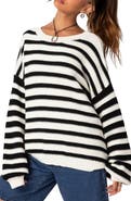 EDIKTED Oversize Stripe Cotton Sweater