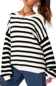 EDIKTED Oversize Stripe Cotton Sweater