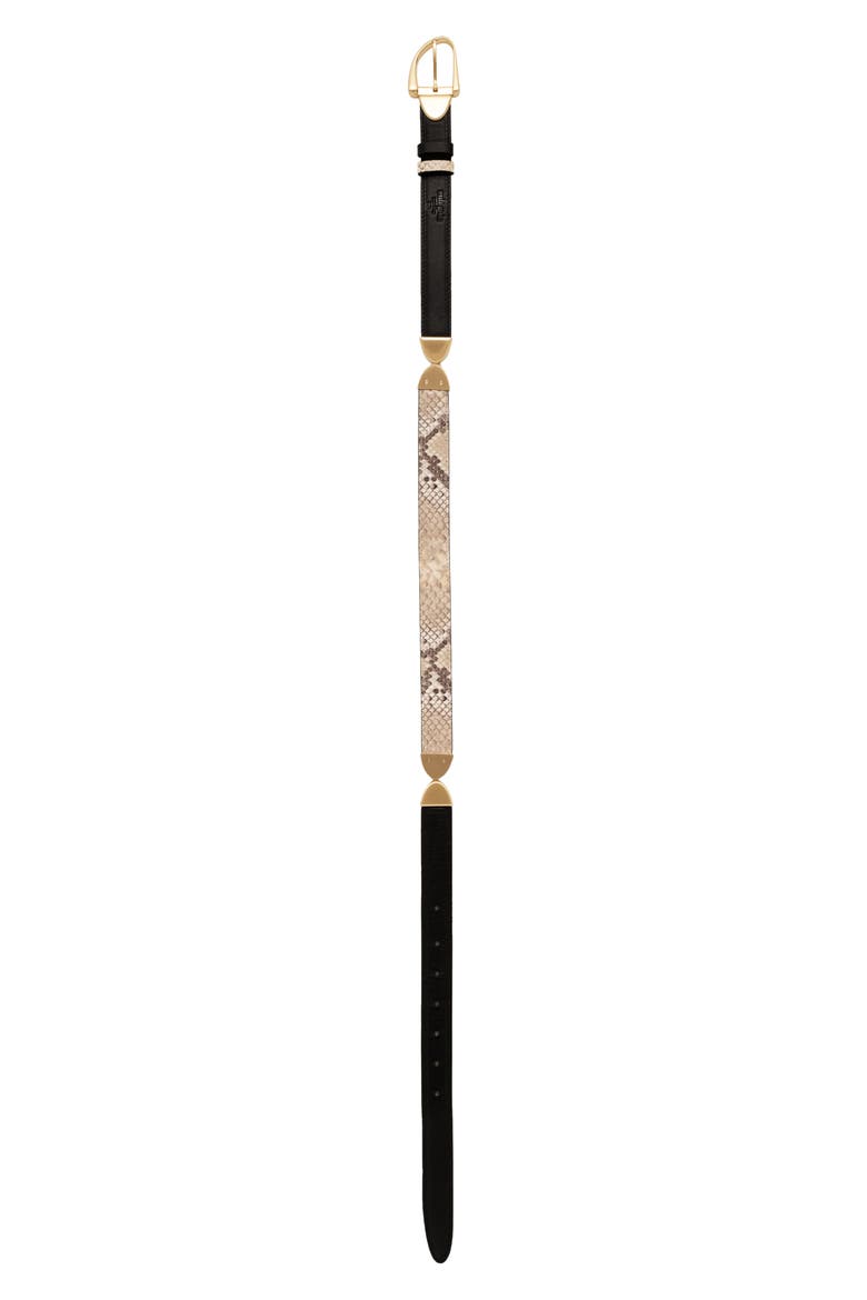 Ailani Reversible Skinny Leather Belt, Alternate, color, FADED PYTHON / BLACK