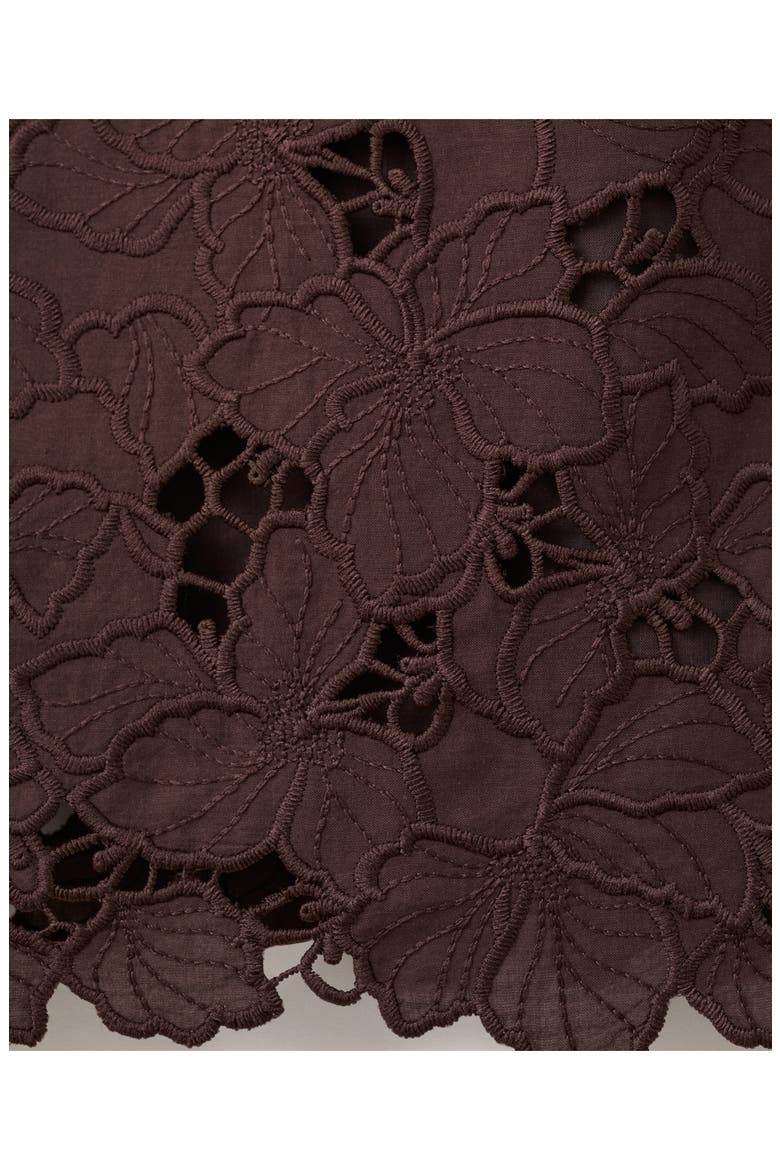 Floral Embroidered Cutout Dress, Alternate, color, BROWN