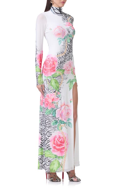 AFRM AFRM SONYA PRINT LONG SLEEVE SHEER MESH MAXI DRESS 