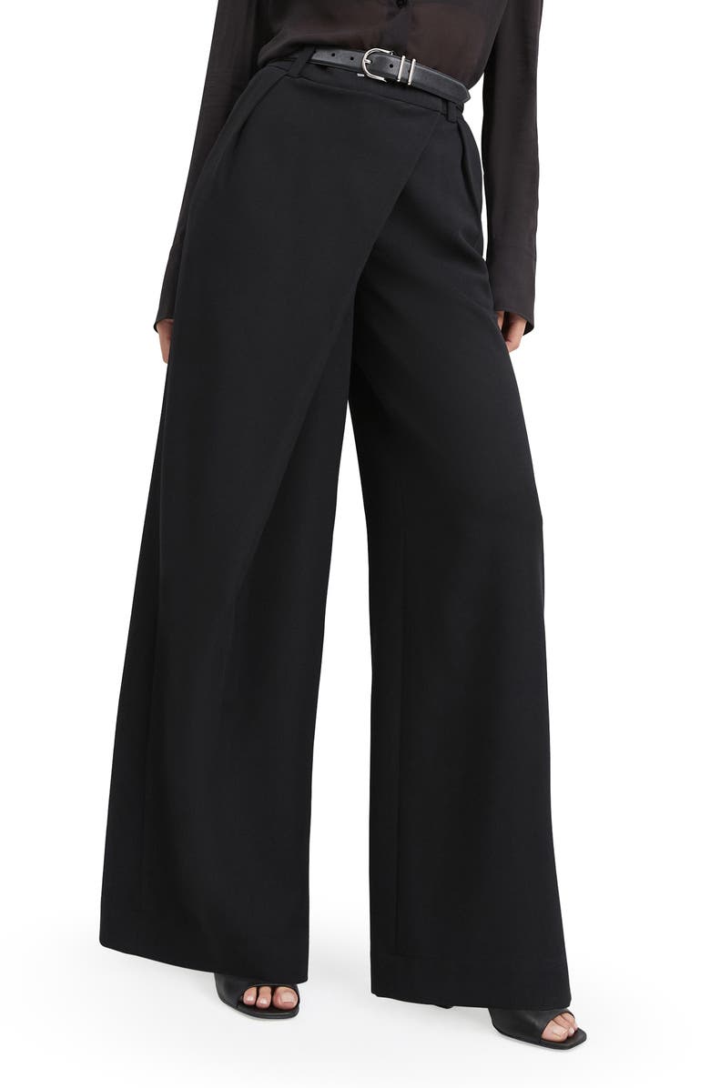 Favorite Daughter The Power Play Wrap Front Wide Leg Pants, Main, color, Black