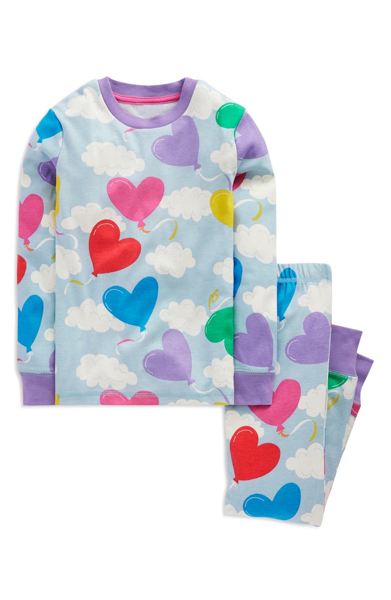 Mini Boden Kids' Heart Print Glow in the Dark Fitted Two-Piece Pajamas, Main, color,
