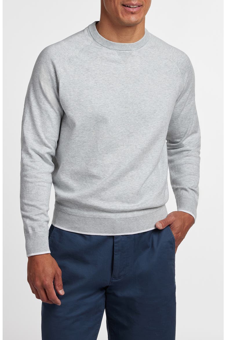 South Point Cotton & Silk Blend Crew Sweater, Main, color, HEATHER GREY
