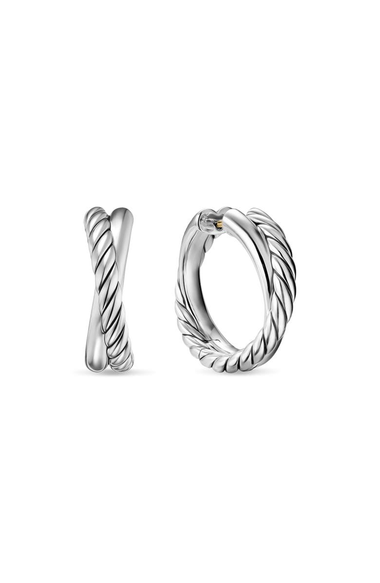 David Yurman Crossover Hoop Earrings in Sterling Silver, 22.3mm, Main, color, Silver