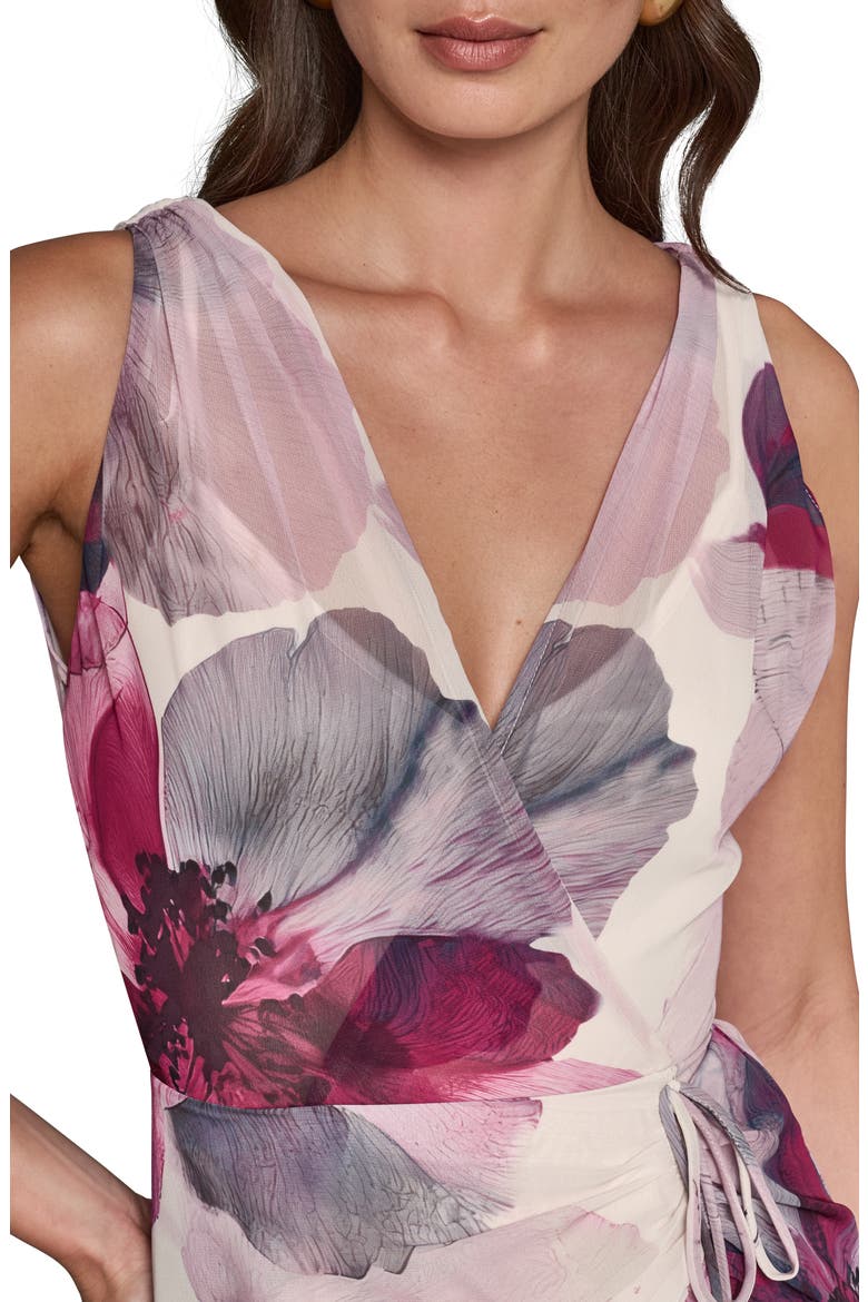 Chiffon Faux Wrap Midi Dress, Alternate, color, SANGRIA MULTI