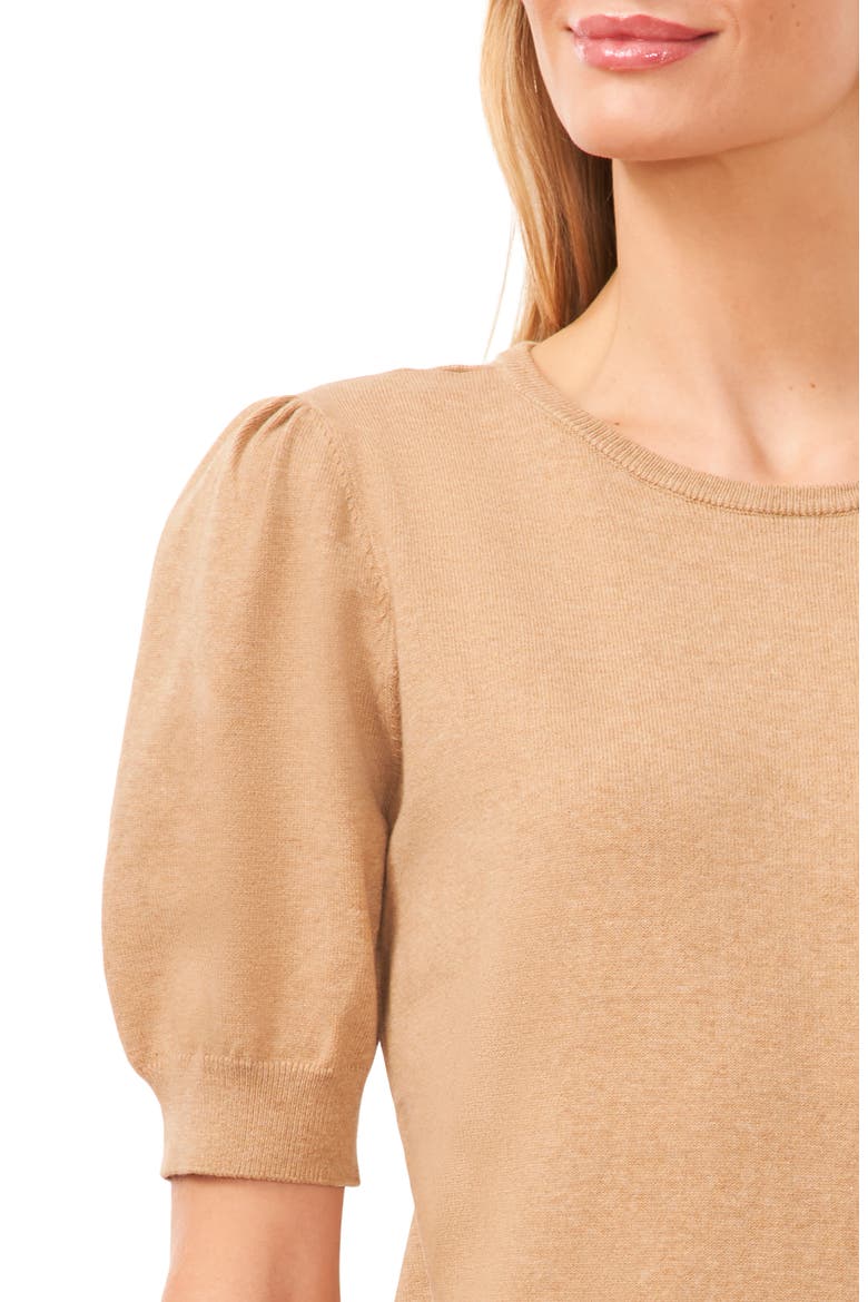 Puff Sleeve Sweater, Alternate, color, LATTE HEATHER